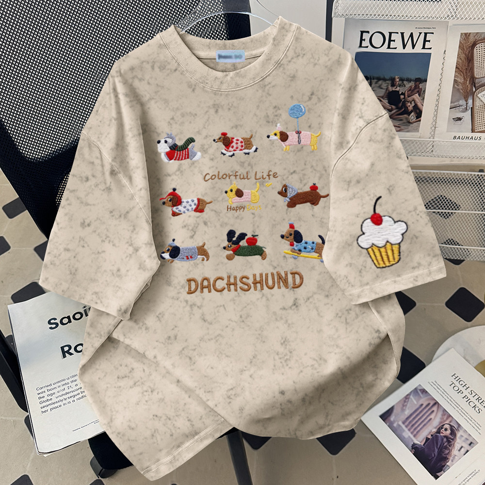 圆领T恤男女扎染宽松显瘦洋气时尚夏季复古休闲舒适简约气质百搭