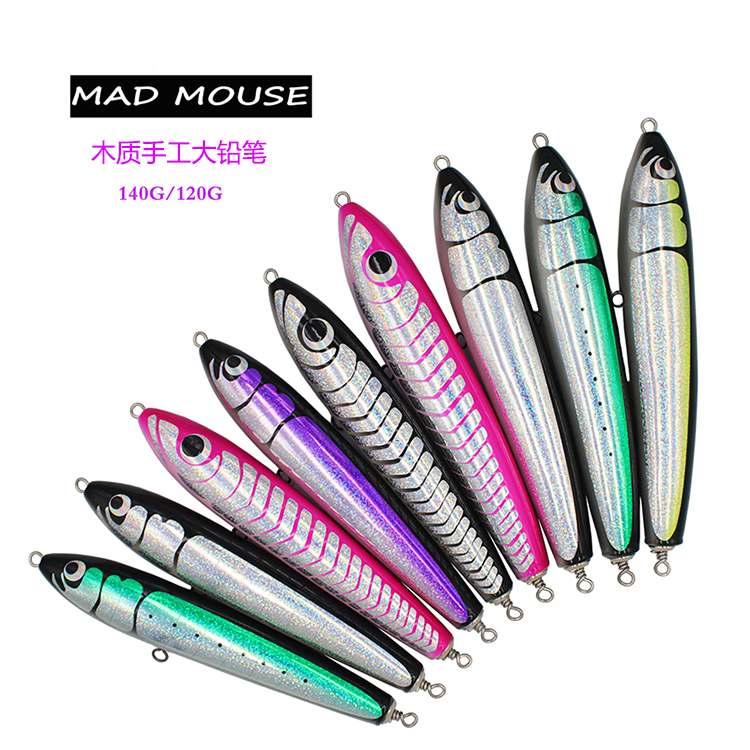 Australia export floating water woody hand large pencil 120g 140g deep-sea boat fishing wave groveling bait gold gun bait