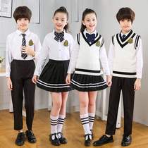 Primary school childrens school uniforms kindergarten garden overalls Yingren back with pants suit Three sets to perform childrens choral suit
