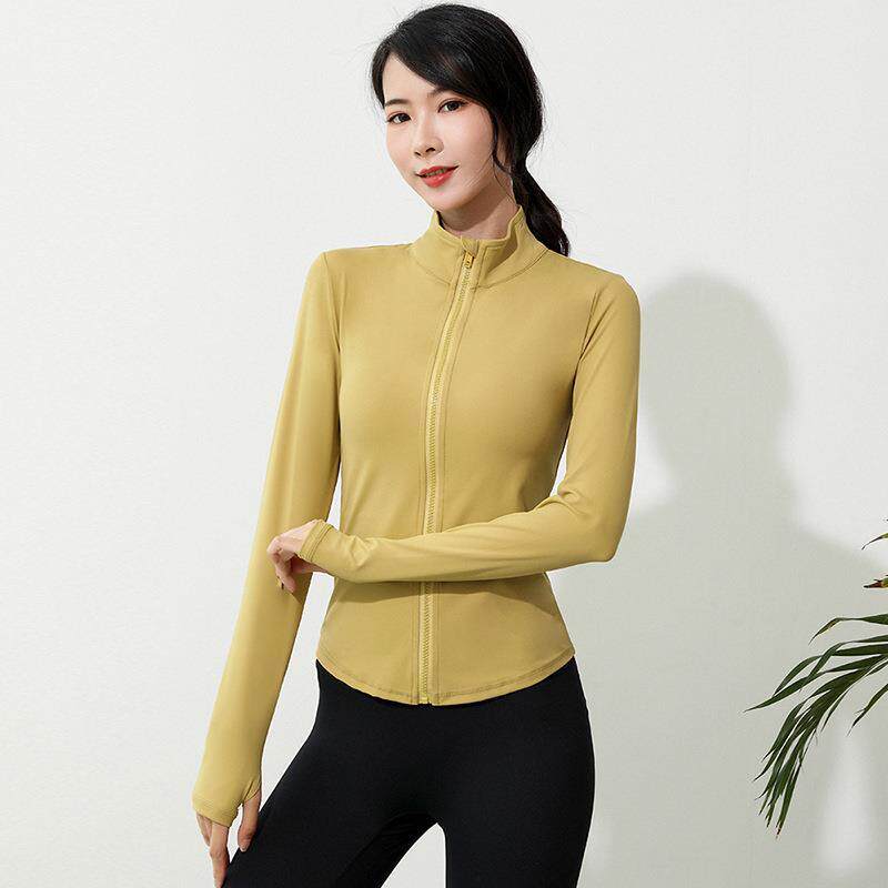 2022 autumn new sports suit female tight-fitting zipper nude breathable long-sleeved fitness clothing yoga running jacket