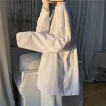 White T-Shirt Woman Long Sleeve Ins Tide Net Red Spring Autumn Blouse Han Version Loose Pure Cotton Inner Hitch Bottom Shirt 2021 New