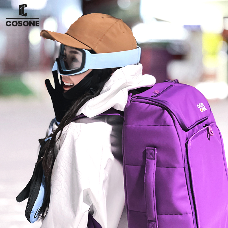 COSONE Ski Bag Double Shoulder Backpack Single Double Board Shoes Bag Classic Black Leather Multifunction Large Capacity Waterproof Containing-Taobao