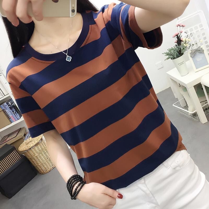 2026 Summer New Striped T-Shirt for Women, Short-Sleeve, Trendy on Instagram, Loose Fit, Korean Style, Versatile, Hong Kong Style Top 2026 Summer New Striped T-Shirt for Women, Short-Sleeve, Trendy on Instagram, Loose Fit, Korean Style, Versatile, Hong Kong Style Top
