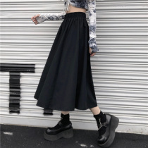 Black skirt women 2020 Autumn and Winter new long high waist thin ins Wind pleated a small black skirt Japanese