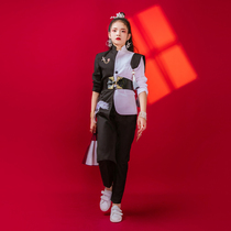 Children play out suits suit Suit Bully Zhongshan Dress Girls High-end National Tide Ttai Walk Show Stage Performance Gown