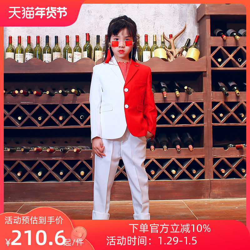 Xuanli high-end children's suits are handsome and color-blocking British middle-aged and middle-aged children's models runway catwalk dresses and costumes