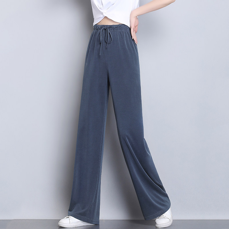 Large Size Code Cloud Pants Women's Summer Women Pants Ice Silk Pants Loose Spring Autumn Straight Cylinder Copper Ammonia Silk Broadlegged Pants Fat Mm Long Pants