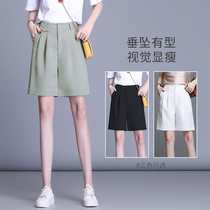 Net red suit shorts womens summer thin 5-point pants in large size five-point pants wear loose wide leg shorts women