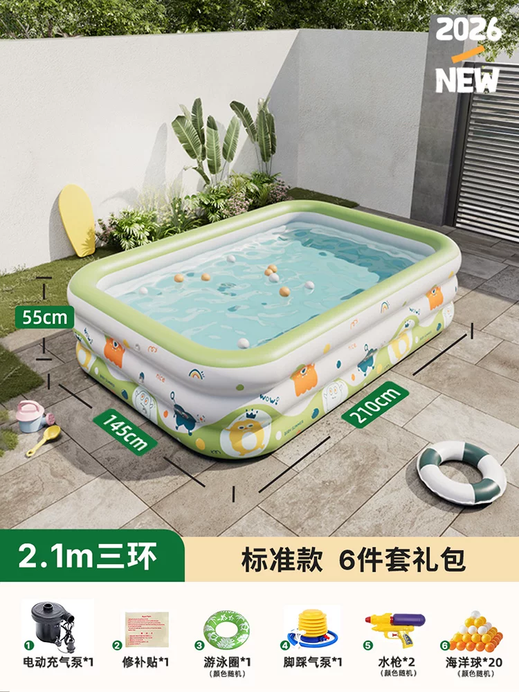 Inflatable swimming pool, increased thickness