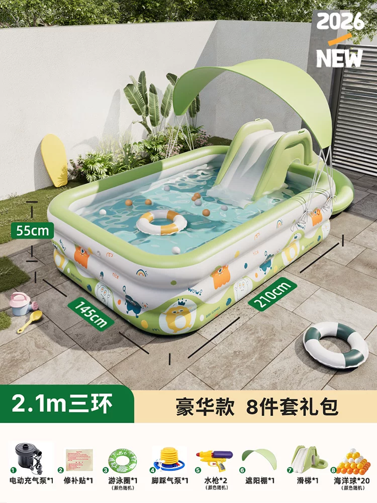 Inflatable swimming pool, increased thickness
