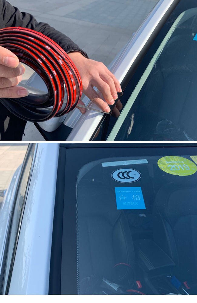 Car Windshield Seal Strip, Car Window Sunroof Rear Door Rubber Strip, Roof Gap Waterproof and Dustproof T-Shaped Strip