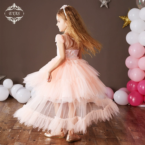 Наряд маленькой принцессы, розовый наряд для музыкальных выступлений, короткое платье, подарок на день рождения, в западном стиле