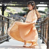 Детское ханьфу, демисезонный детский лонгслив, комплект, юбка, костюм, китайский стиль, 3-12 лет