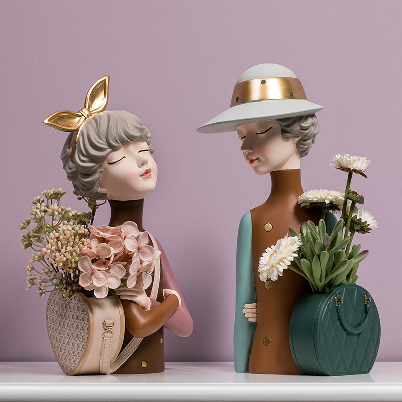 Bubble Girl Living Room Flower Arrangement Vase Nordic Creative Home Furnishings Living Room TV Wine Cabinet Decoration Small Ornaments