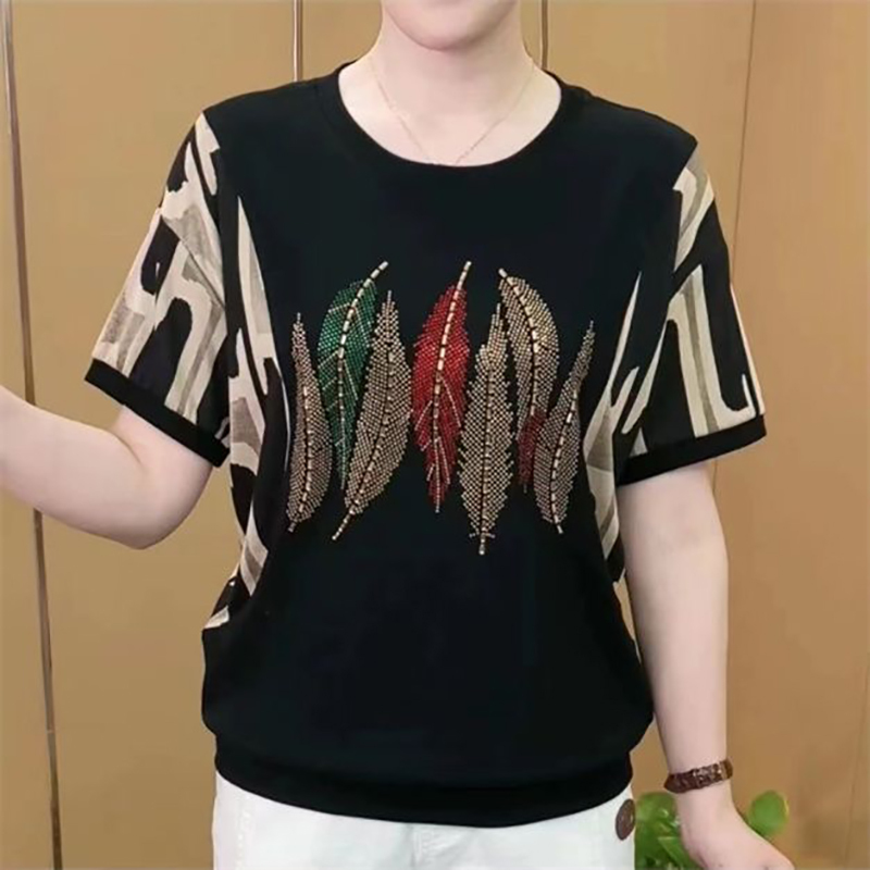 Mom's Clothing 2026 Summer New Style Women's T-Shirt Short-Sleeve Plus Size Elegant Middle-Aged Women's Fashionable Tops Blouse