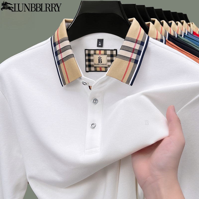 Luxury Brand Lumba Baoli Pure Cotton Long-Sleeve T-Shirt Men's Collared Casual Polo Shirt Top 2025 New Model