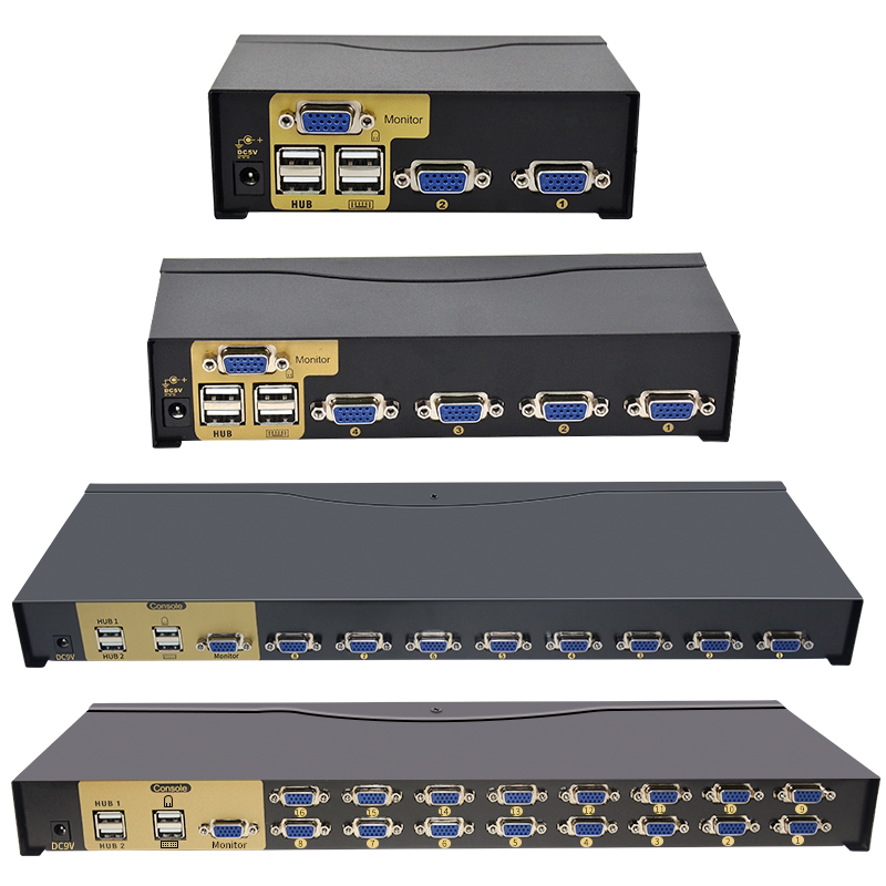 BOWU VGA KVM切換器支援手動+遙控+熱鍵切換電腦共享顯示器-Taobao-Tmall
