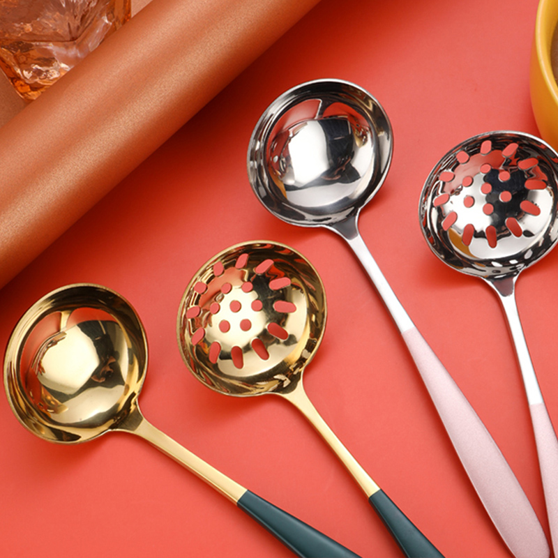 304 stainless steel soup spoon leaky spoon Domestic soup shell wide handle net red soup shell soup with high temperature resistant light body hot pot spoon