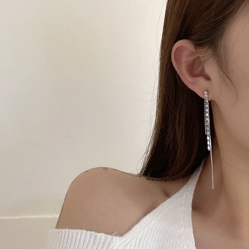 Серебряная игла, брендовые креативные серьги, цепь, серебро 925 пробы, двойное ношение