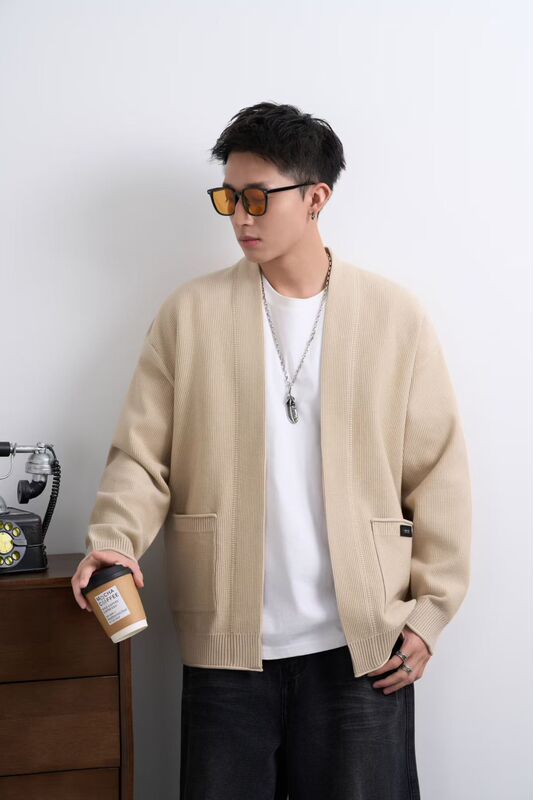 Ue Men's High-Quality V Neck Knitwear Tops Men's Spring and Autum Comfortable Knitwears Fashionable Casual Long-Sleeved Cardigans