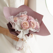 Han Style Wave Yarn wrapping paper Fresh flower mesh Pearl Bouquet Rose Bag of flowers Paper 100 pleated lace wrapping flower web material