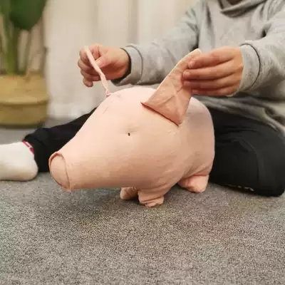 Export Nordic pink flax pig soothing baby sleeping Doll Doll children's toy birthday gift