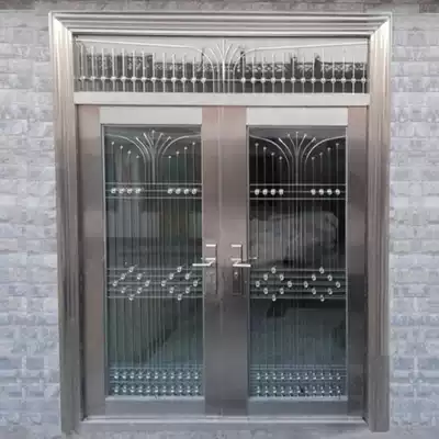 Stainless steel door door double door 304 anti-theft door single door rural household custom stainless steel door with air window