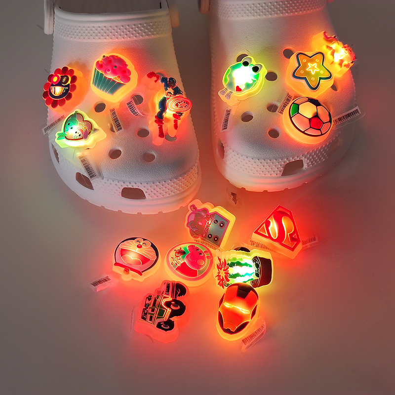 Led Light-Up Flashing Shoe Charms Accessories Compatible with Jibbitz Crocs Decorative Clips