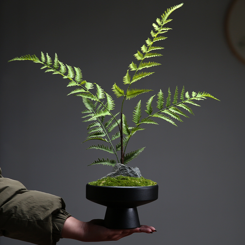 New Chinese-Style Artificial Flower Bonsai, Eternal Moss Floral Arrangement, Green Plants, Hotel Entrance Coffee Table Desktop Potted Plant Decoration Ornaments
