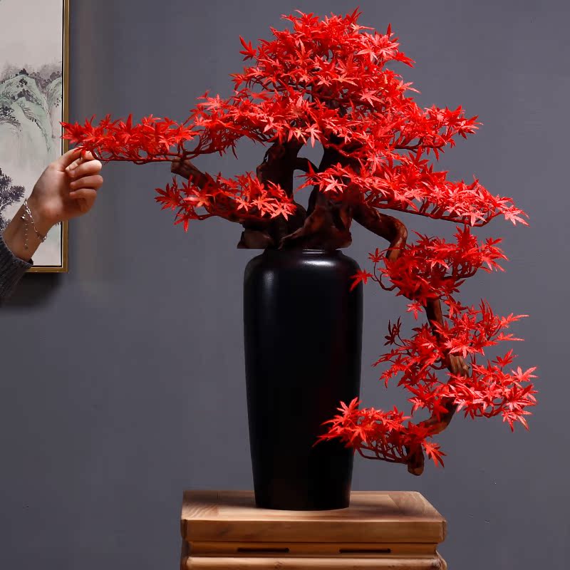 New Chinese-Style Welcoming Pine Ornaments, Large Simulated Bonsai for Living Room and Entrance Decoration, Zen-Style Office and Home Accessories