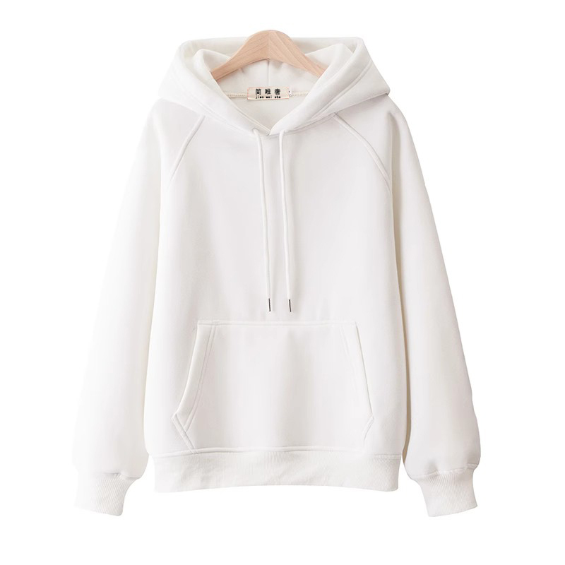 2026 Fleece-Lined Sweatshirt for Women, Solid Color, Hooded, Loose Fit, New Trendy Style for Spring and Autumn, Thin Long-Sleeve Jacket for Students in Autumn and Winter