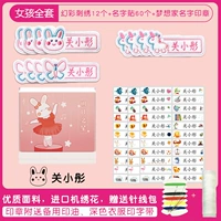 Розовый набор, водонепроницаемая именная наклейка, печать, полный комплект, с вышивкой, 60 шт