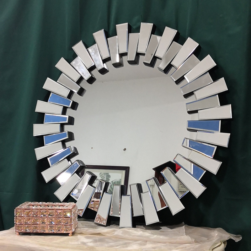 Декоративные зеркала 美式轻奢装饰镜玄关沙发背景墙壁挂镜化妆室浴室镜挂墙圆形镜子 Other