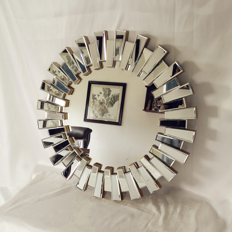 Декоративные зеркала 美式轻奢装饰镜玄关沙发背景墙壁挂镜化妆室浴室镜挂墙圆形镜子 Other