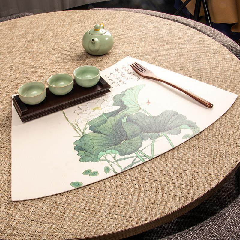 High-end Chinese style fan-shaped round table placemat