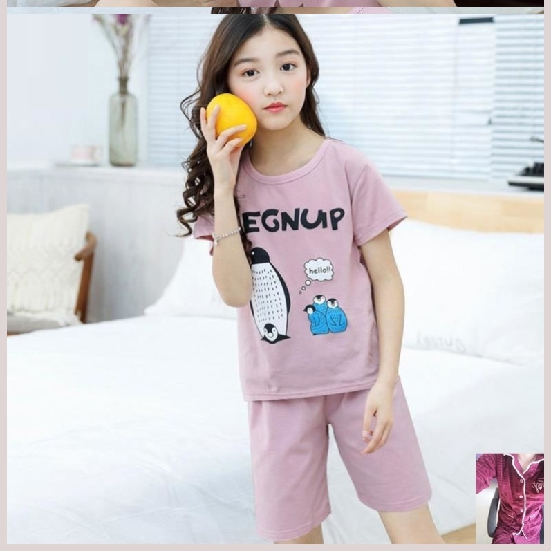 Cô bé sinh viên công chúa mát hai bộ quần short trẻ em mỏng lớn cô gái bông hồng Pyjama