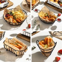 Fries Ware Stainless creative fast food Shop Milk Tea Shop Cutlery Fried Snack Basket French basket Retro Snack Basket