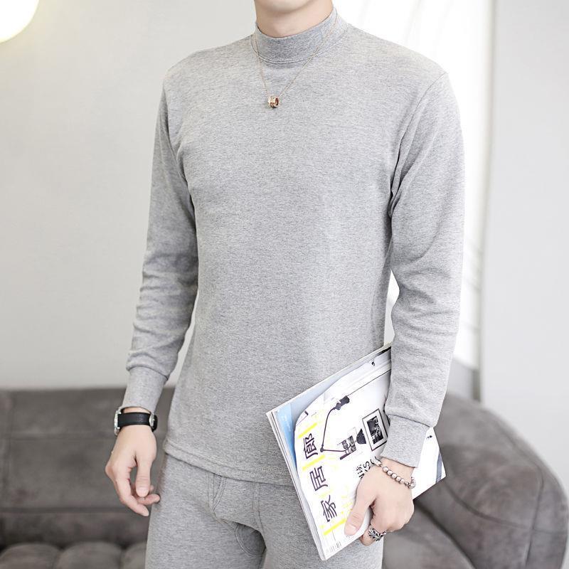 Men's Pure Cotton Thermal Underwear Set for Autumn and Winter, Suitable for Middle-Aged and Elderly, Warm Innerwear, Top and Bottom Set