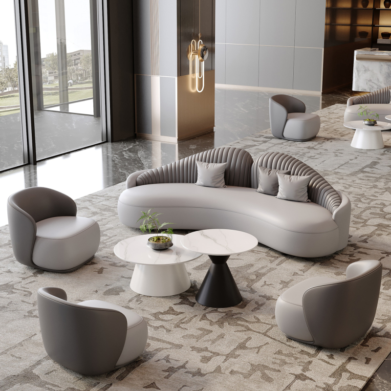 Nordic Italian-Style Clothing Store Photo Studio Rest Area Negotiation Fabric Sofa Office Reception Table and Chair Set
