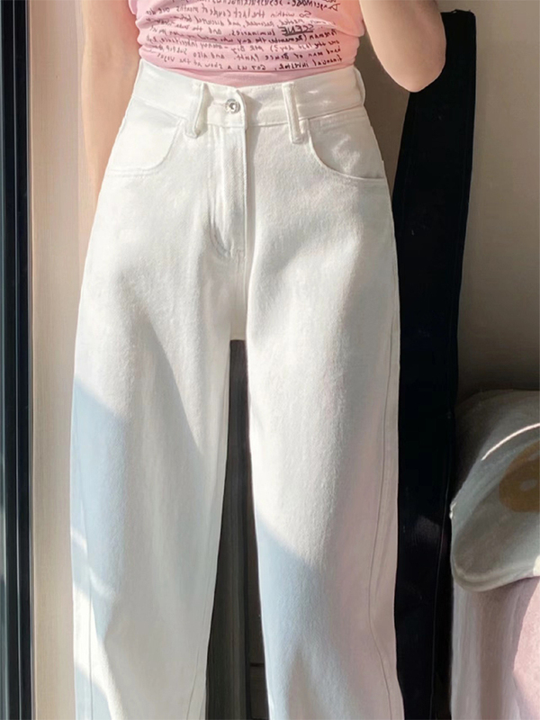 Summer White Jeans for Women 2026 New Style Loose Slimming Plus Size Fat mm Versatile Wide-Leg High-Waisted Straight Pants Summer White Jeans for Women 2026 New Style Loose Slimming Plus Size Fat mm Versatile Wide-Leg High-Waisted Straight Pants