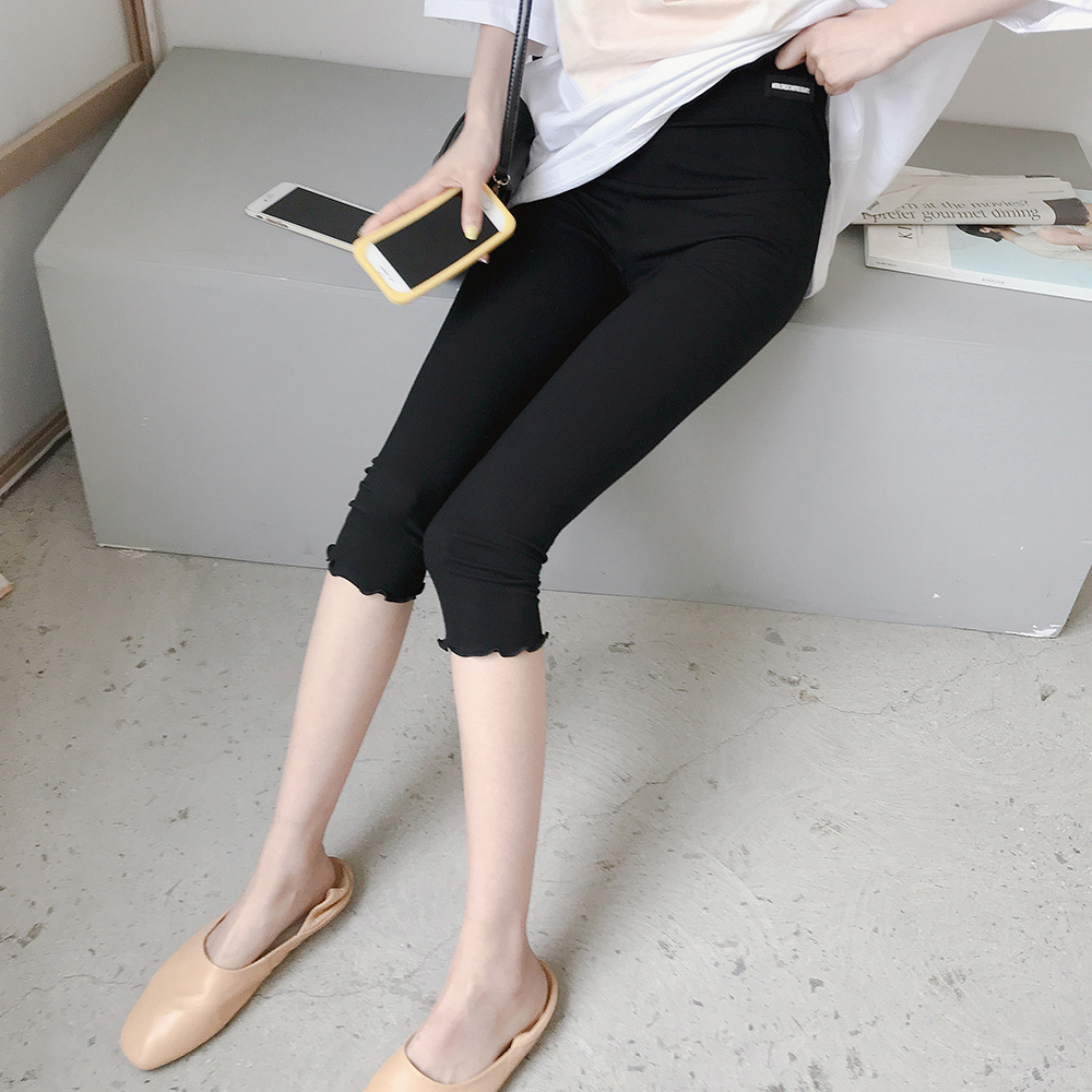 New pregnant women's pants spring and summer summer fashion seven-point pants Nine-point pregnant women's inner pants Thread slim slim trendy mom