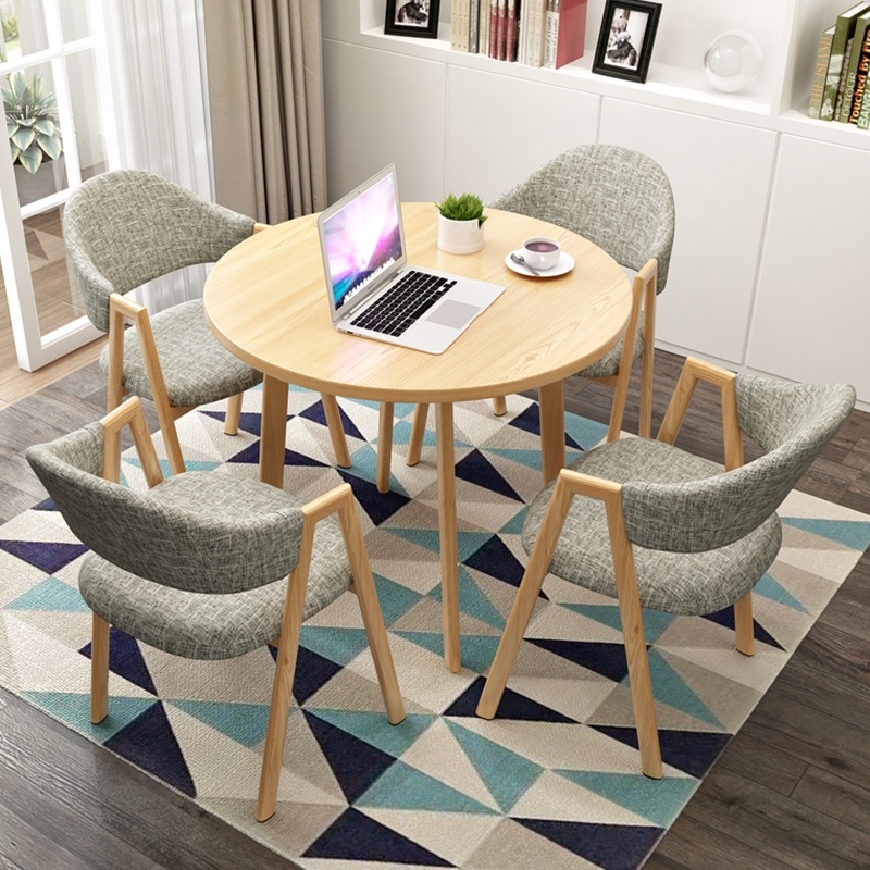 Small round table front desk one table four chairs simple reception negotiation table and chair combination balcony sample house exhibition center round company office