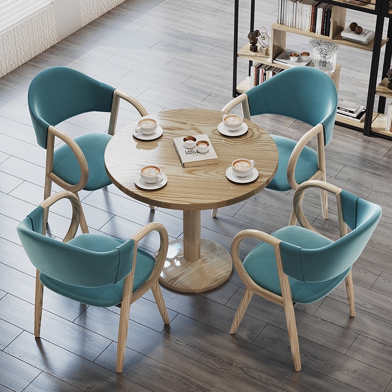 Milk tea shop negotiating meeting guests reception table and chair combination net red western restaurant negotiating round foldable hotel company 4s