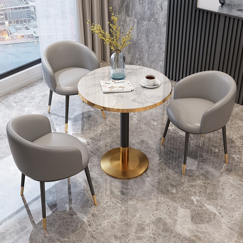 One table and four chairs hotel negotiation table and chair combination small round table fashion cafe front desk Nordic studio bar 4s
