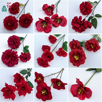 2024 red flower materials artificial flowers for high-end hotel background wall arrangement artificial flowers for wedding background wall arrangement