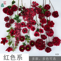 25 years new red flower materials wedding props fake flowers wedding hall reception area arch flower arrangement silk flowers