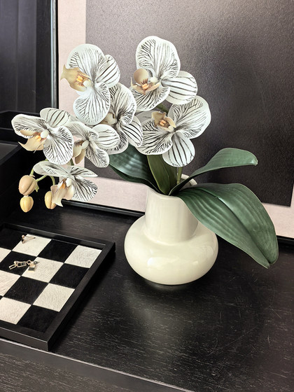 LIVETAI轻奢风家居餐桌花艺客厅餐厅ins仿真花保湿蝴蝶兰陶瓷花瓶