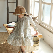 Japanese and Korean vintage girl girl loose spring and autumn dress INS long sleeve broken flower skirt top all cute