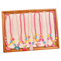 Childrens Necklace Cute Cartoon Jewelry Set Girls Beaded Bracelet Ear Clip Little Girl Accessories Baby Jewelry Women