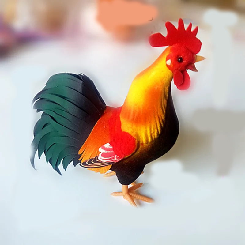 Simulated Rooster, Hen, and Chick Decorations, Simulated Hen, Rooster, and Chick Small Animal Figurines, Micro-Landscape Accessories